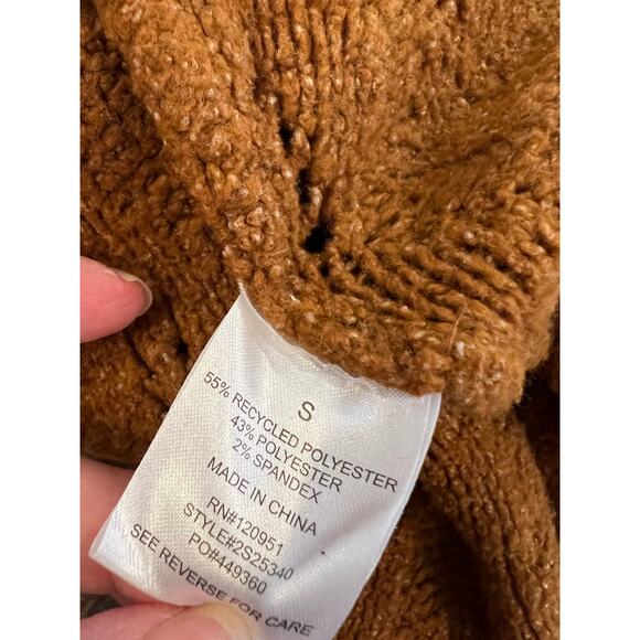 Pink Rose Soft Cropped Collared Sweater Burnt Orange Rust S - Picture 5 of 6